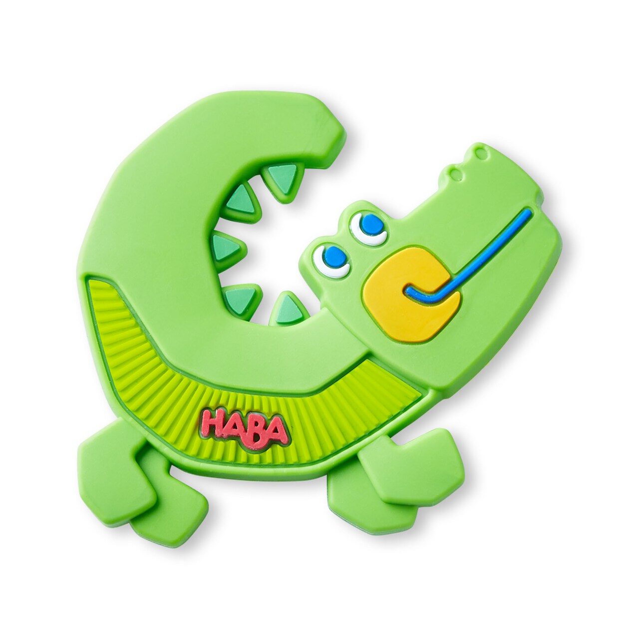 HABA Crocodile Silicone Teethers for Babies 6-18 Months & Grasping Toy for Safe Sensory Development - Dishwasher Safe Baby Essentials